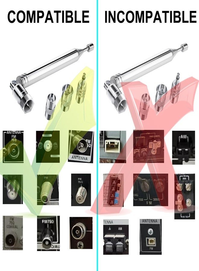 Ancable FM Radio Antenna, Ancable Indoor FM Telescopic Antenna 75 Ohm F Type Male Plug Connector with Adapter for Table Top Radio HiFi AV Stereo Receiver Mini System - Image 2